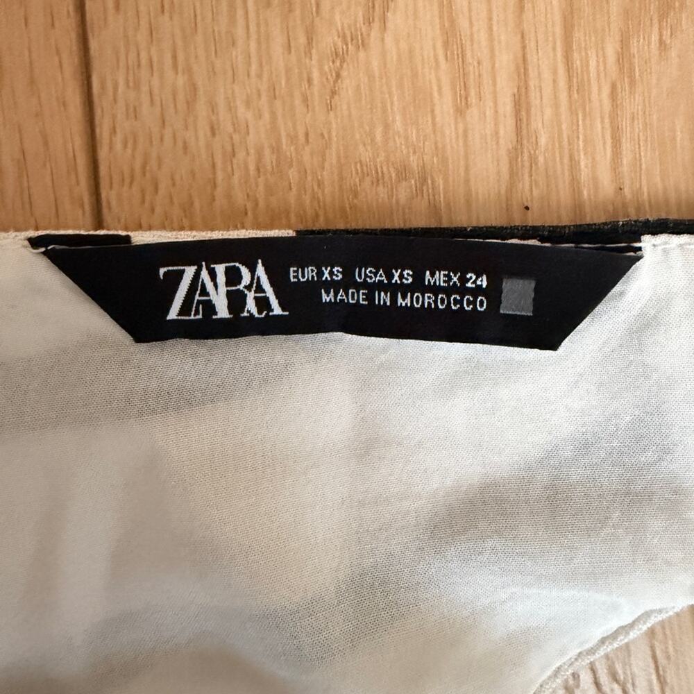 Zara black & white Zebra Print linen blend cutout spaghetti strap Mini Dress XS - Picture 14 of 16